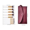 10 pcs makeup brush set  Portable fashion high-end beauty tool set (White  Golden) with bag