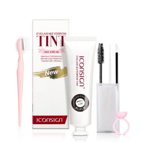 ICONSIGN Lashes Eyebrow Tint Kit Professional Fast Perming Dye Brow Mascara Tattoo Cream Waterproof Long Lasting 60 To 90 Days (Color: Black)