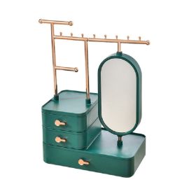 Jewelry Storage Box Necklace Earring Display Fashion Big Capacity Cosmetic Storage Box Bathroom Desktop Beauty Makeup Organizer (Color: Green-L)