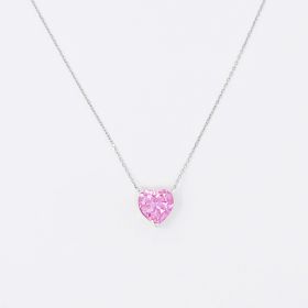 Absolute Beauty Sterling Silver Heart Necklace (Color: Princess Pink)