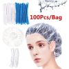 100pcs Plastic Disposable Shower Cap; Hair Dye Shower Cap; Plastic Beauty Salon Cap